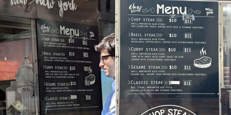 Chop Steak New York Food Truck Menu
