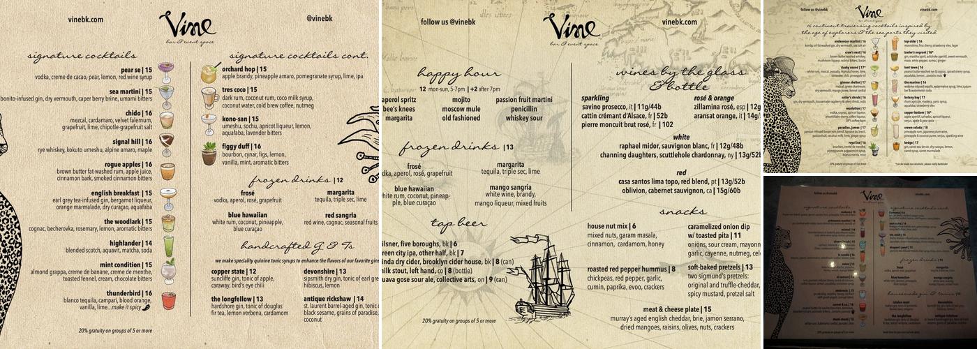 Vine Bar Menu