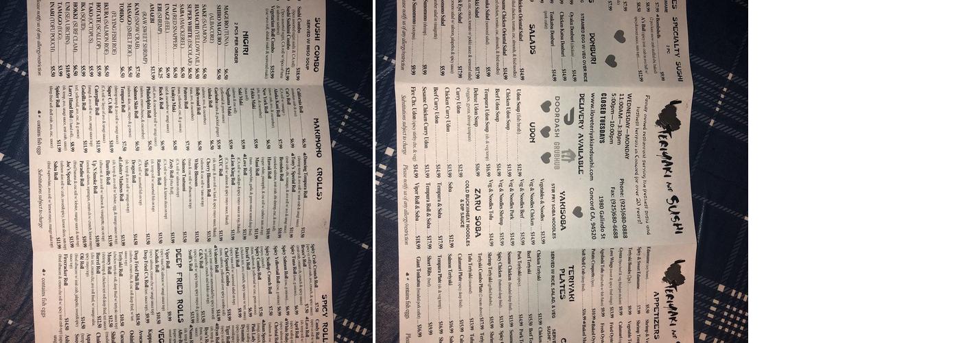 I Love Teriyaki & Sushi Menu