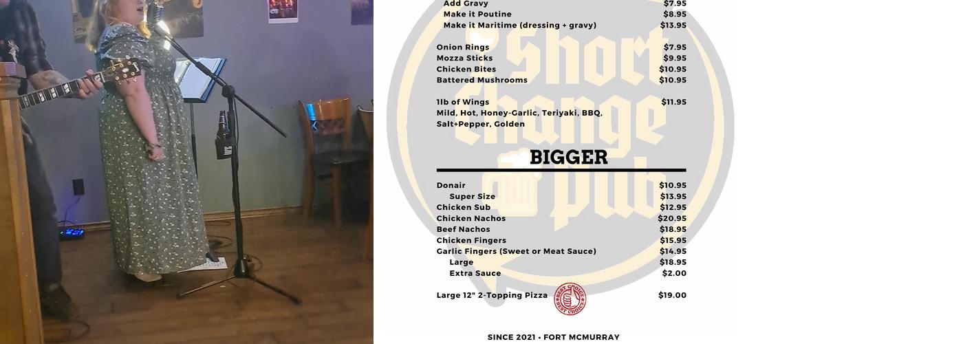 Short Change Pub Menu