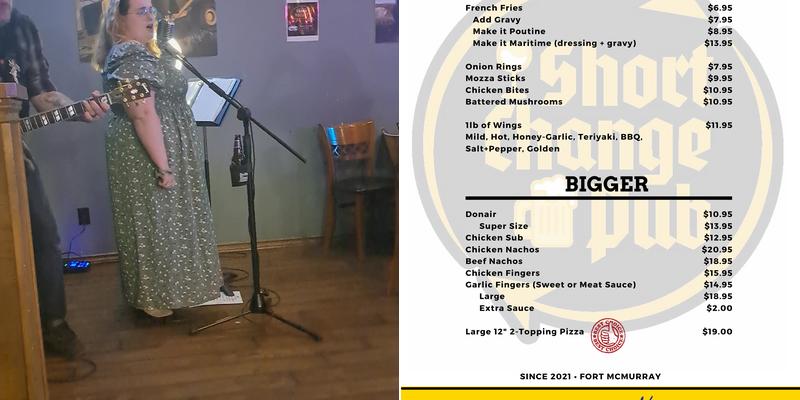 Short Change Pub Menu