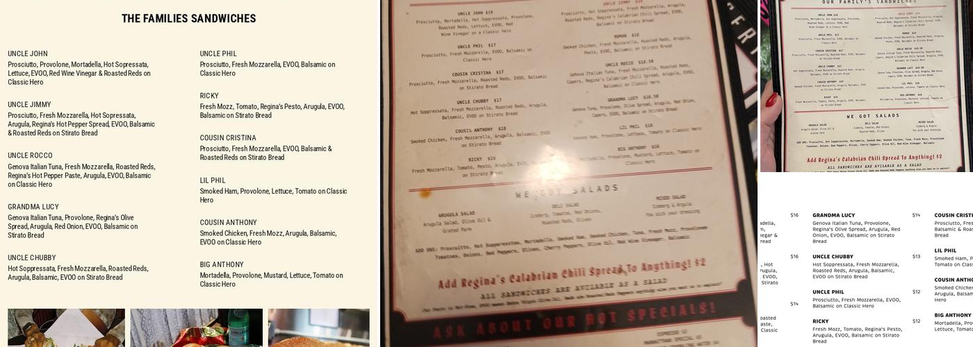 Regina's Grocery - Mulberry Menu