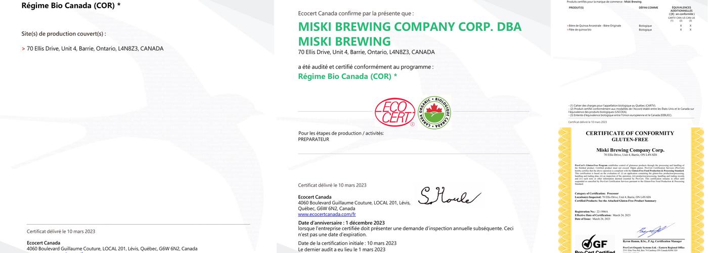 Miski Brewing Company Corp. Menu