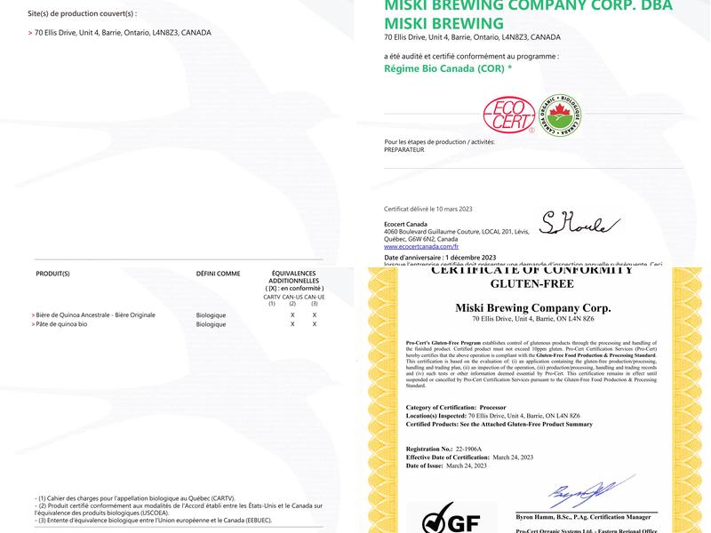 Miski Brewing Company Corp. Menu