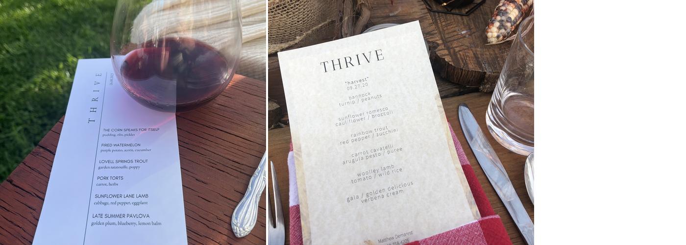 Thrive Norfolk Menu