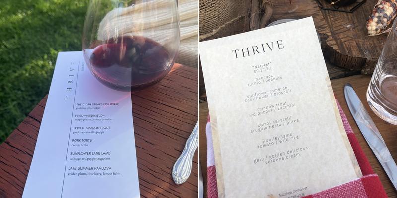 Thrive Norfolk Menu