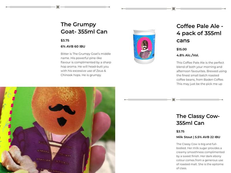 Shakespeare Brewing Company Menu