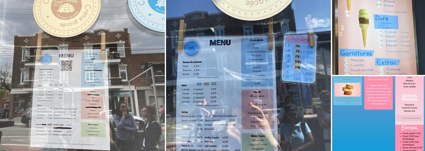 Les Givrés Villeray Menu