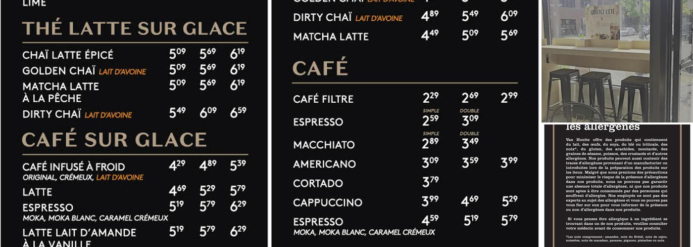 Café Van Houtte Menu