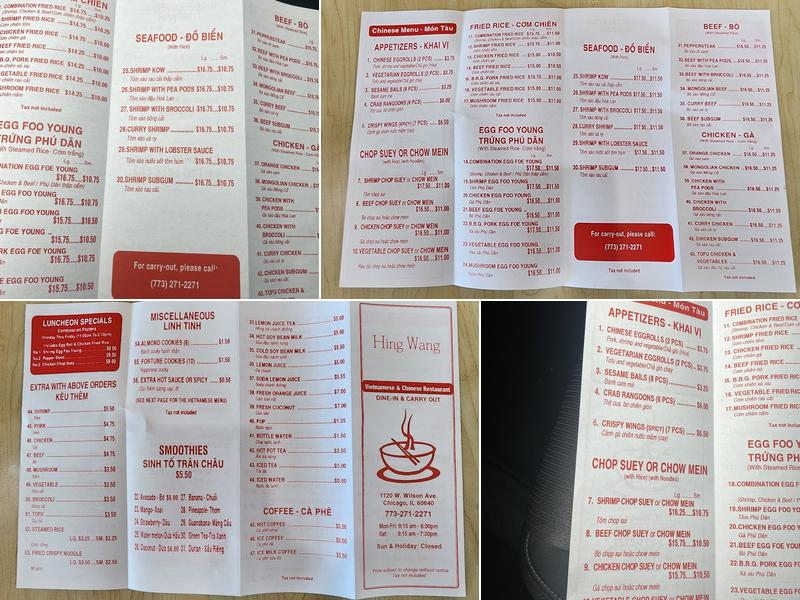 Hing Wang Menu