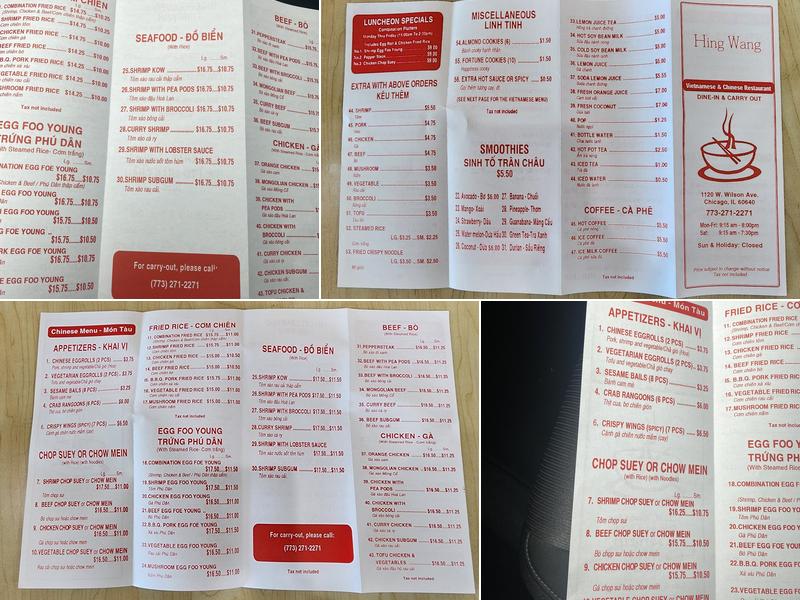 Hing Wang Menu