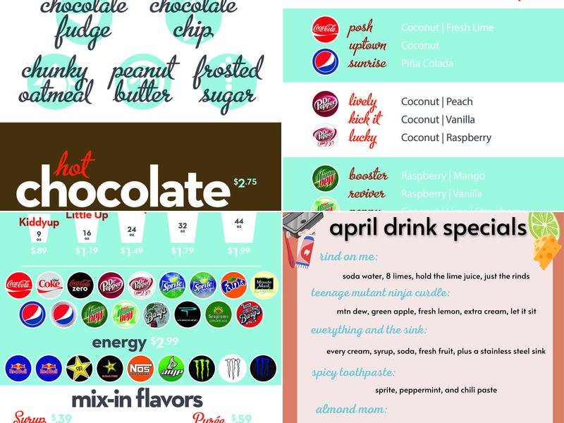 Pick Me Up Drinks Menu