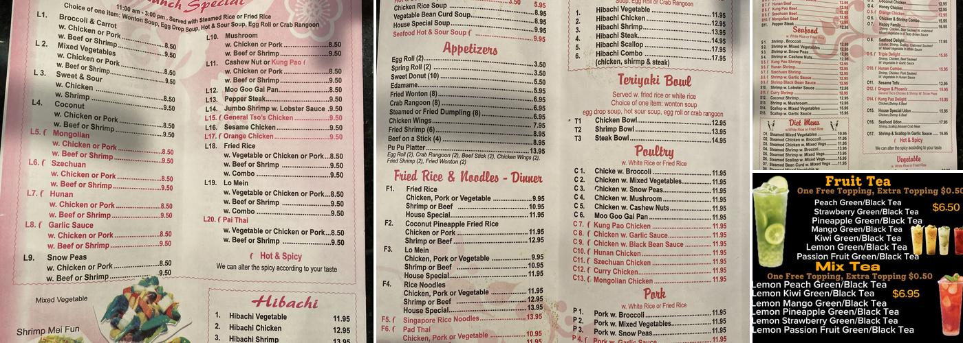 Magic wok Chinese restaurant Menu