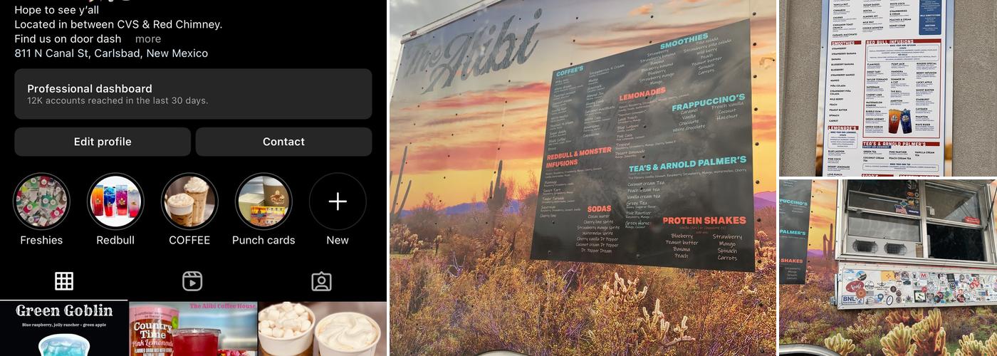 The Alibi Coffee House Menu