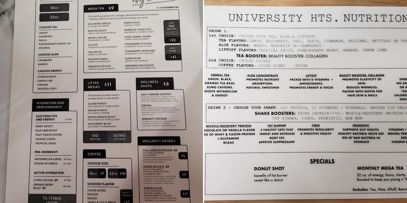 University Hts. Nutrition Menu