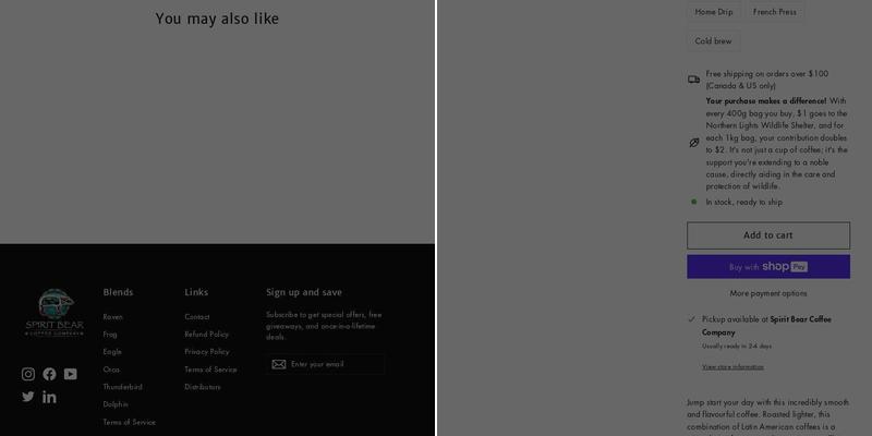 Spirit Bear Coffee Company Menu