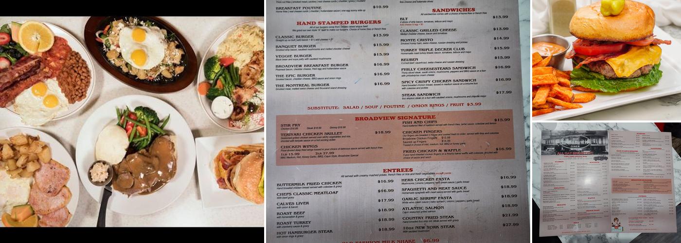 The Broadview Diner Menu