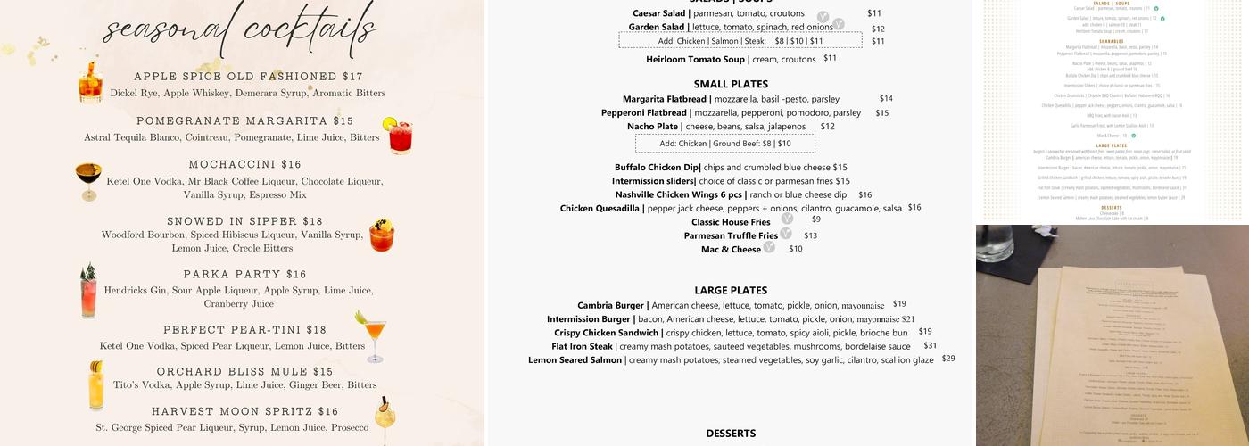 Intermission Bar and Kitchen Chicago Menu