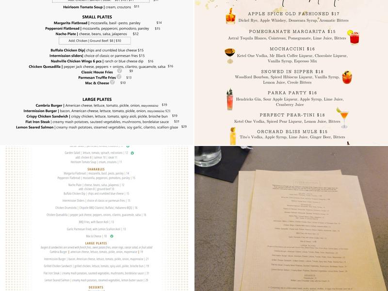 Intermission Bar and Kitchen Chicago Menu