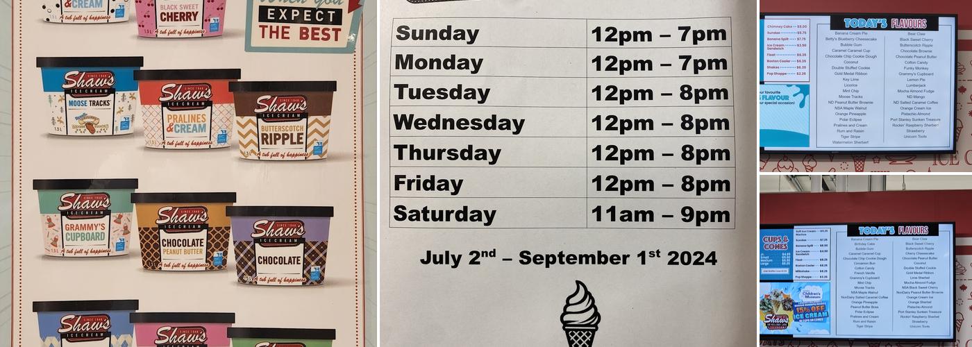 Shaw's Ice Cream Menu