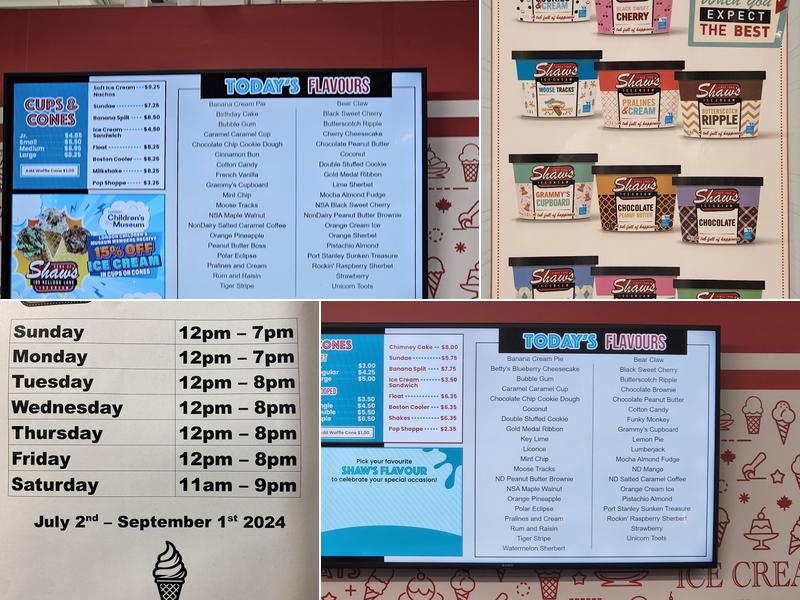Shaw's Ice Cream Menu