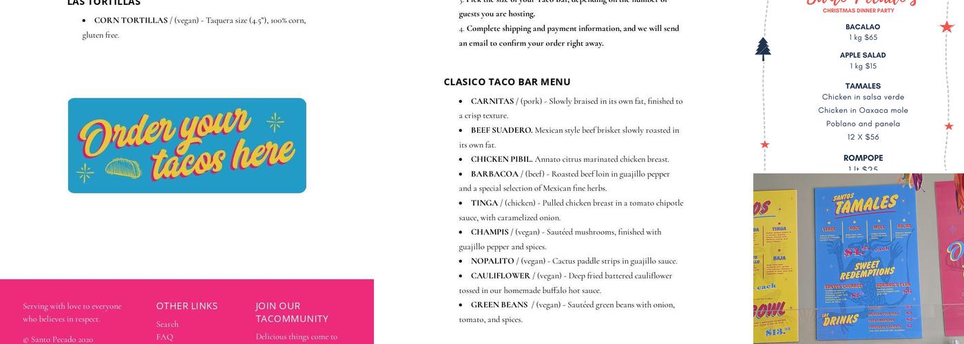 Santo Pecado - Mexican Catering Menu