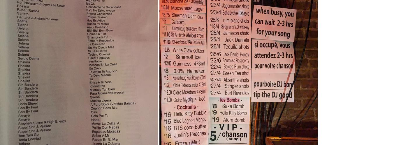 KARAOKE BAR 3 MINOTS Menu