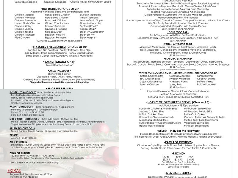 T&L Catering Menu