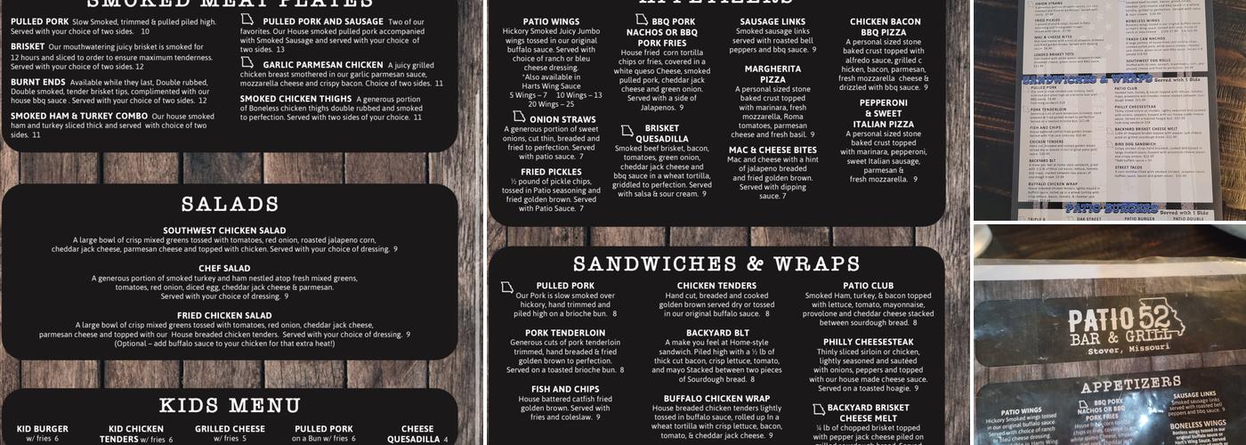Patio 52 Bar& Grill Menu