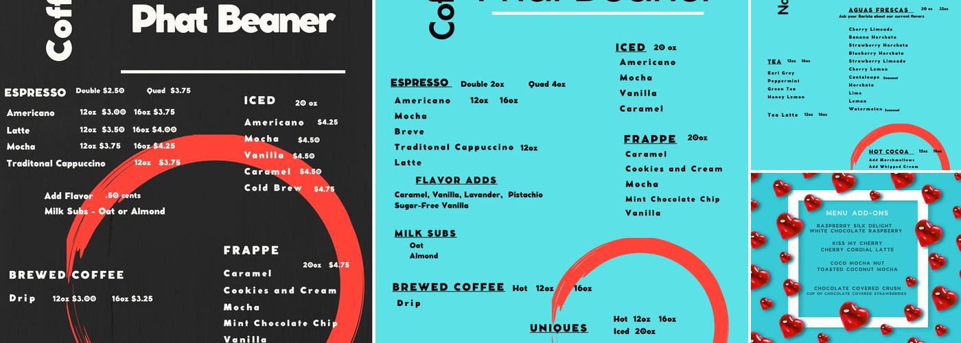 The Phat Beaner Menu