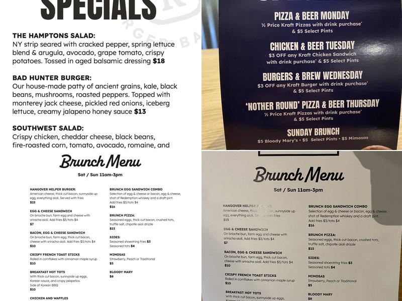 Krafted Burger Bar + Tap Menu