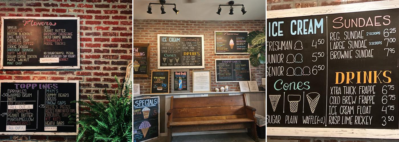 Campus Creamery Menu