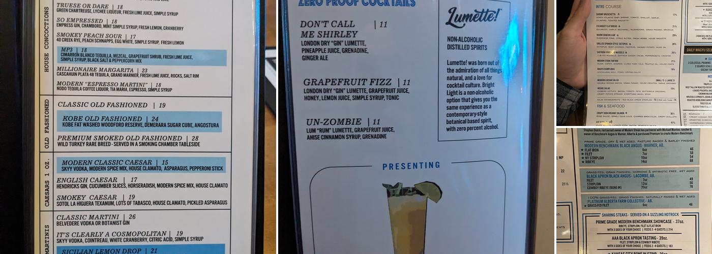 Modern Steak Southport Road Menu