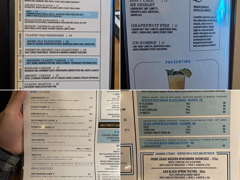 Modern Steak Southport Road Menu