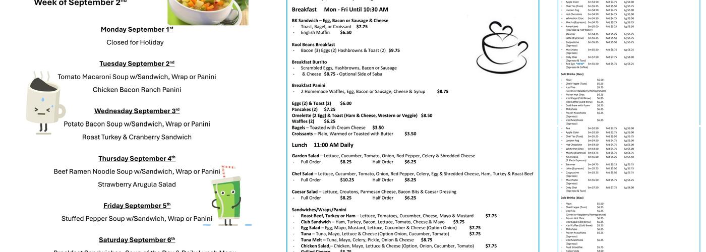 Kool Beans Cafe Menu