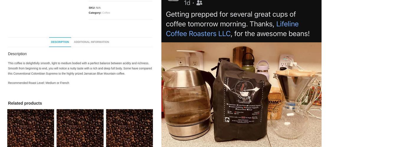 Lifeline Coffee Roasters Menu