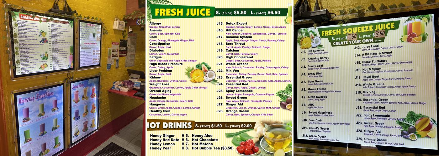 cool fresh juice bar Menu