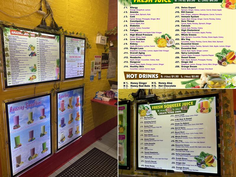 cool fresh juice bar Menu