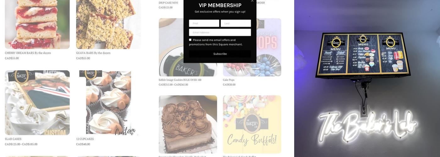 The Baker's Lab Menu