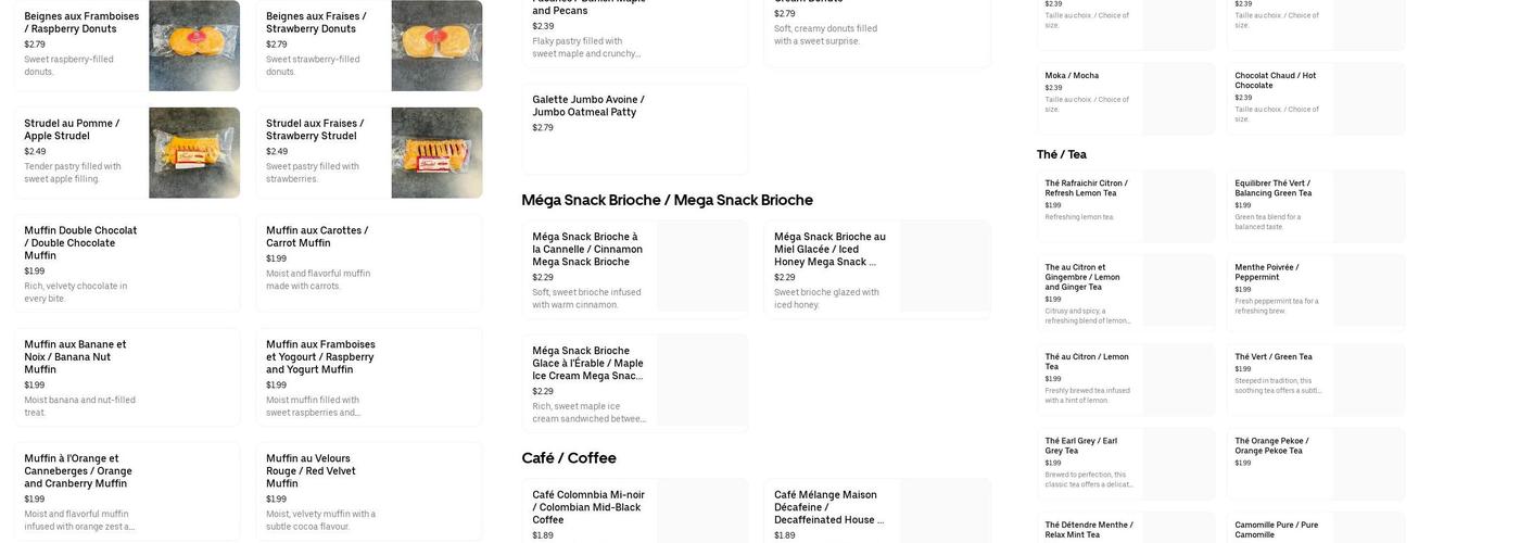 Transit Café Menu