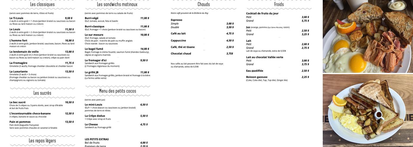 Les Popoteuses Menu