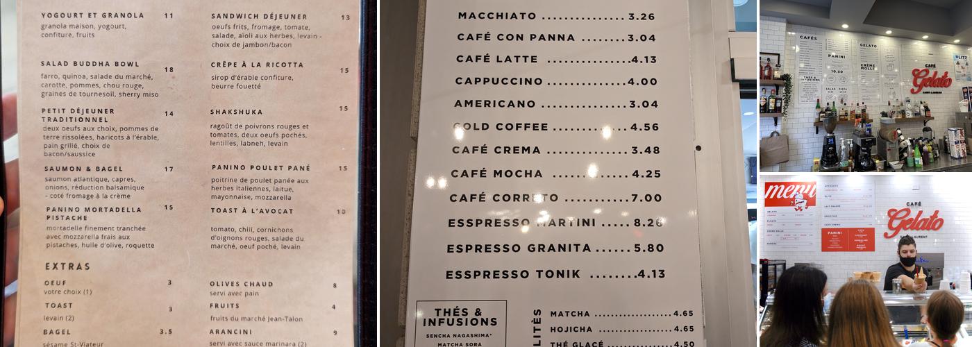 CAFÉ GELATO - ST-LAURENT Menu