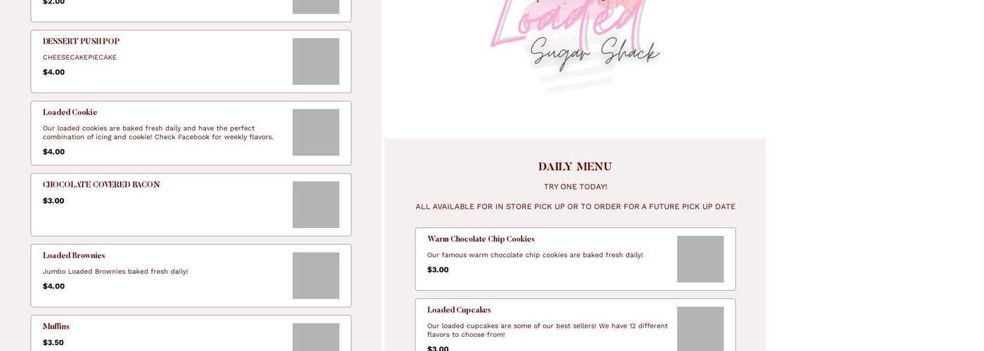 H&K'S SUGAR SHACK Menu