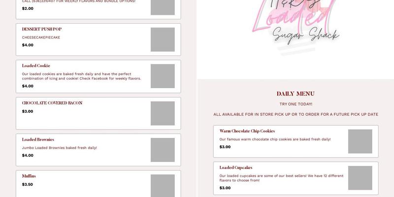 H&K'S SUGAR SHACK Menu