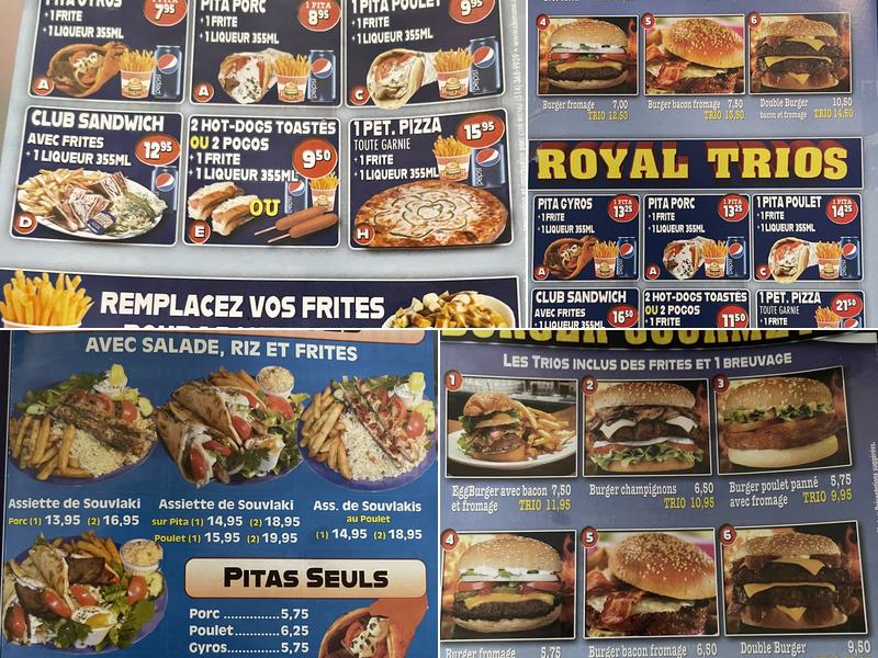 Royal Sous-Marins Menu