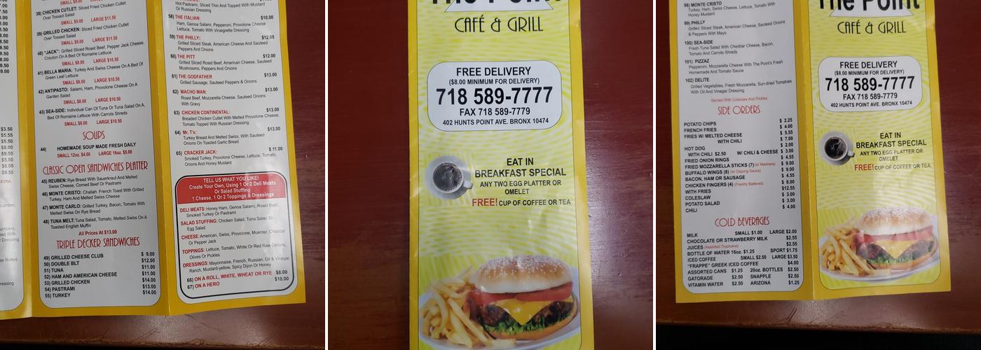 The Point CAFE & GRILL Menu