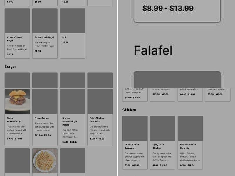 Fresca Burger and Chicken Shack Menu