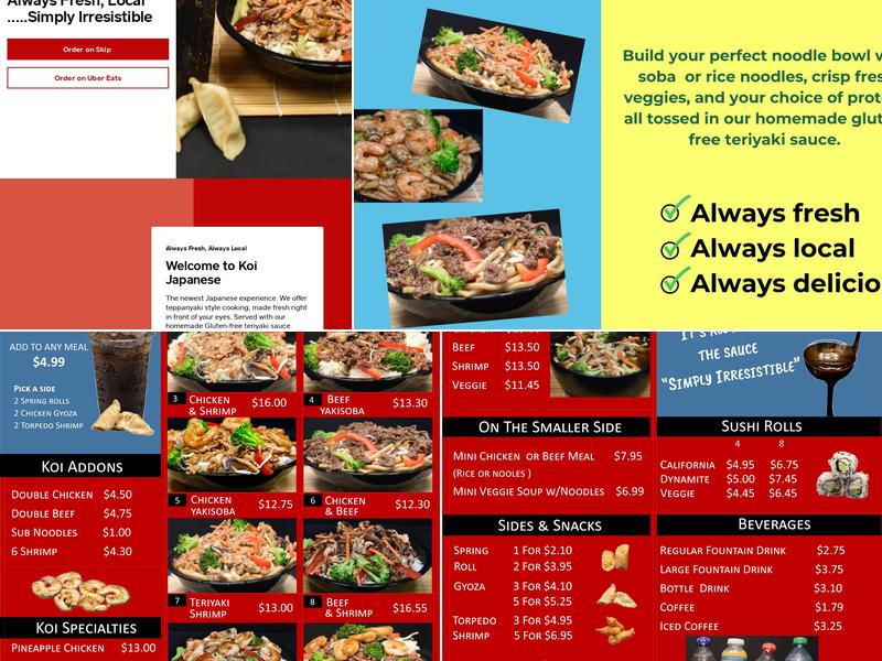 Koi Japanese Menu