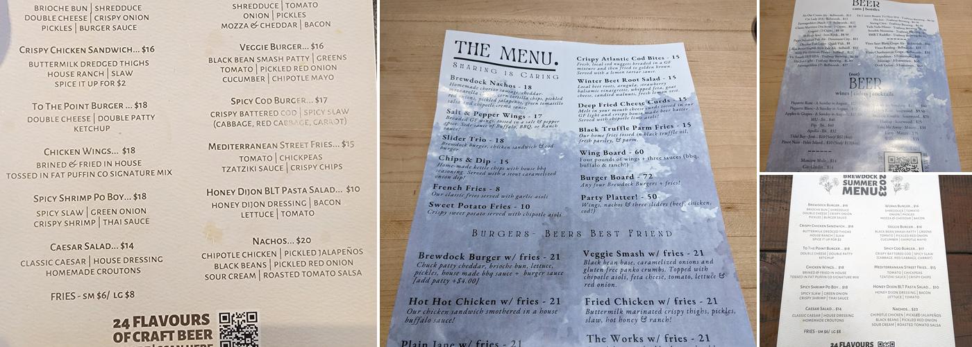 Brewdock Menu