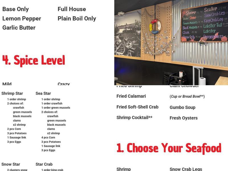 STAR CRAB PANORAMA CITY Menu